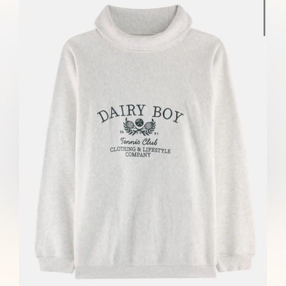 Dairy Boy Turtleneck Sweatshirt Heather Grey M/L New With Tags - Picture 5 of 7